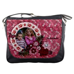 Pink Flowers-Messenger Bag