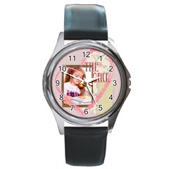 the girl - Round Metal Watch