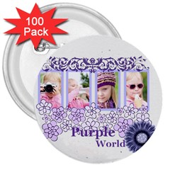 purple world - 3  Button (100 pack)