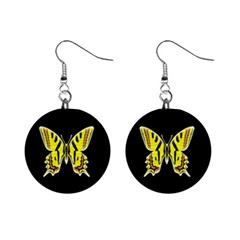 Yellow butterfly earrings - Mini Button Earrings