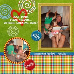 Kids reading with Paw-Paw - ScrapBook Page 12  x 12 