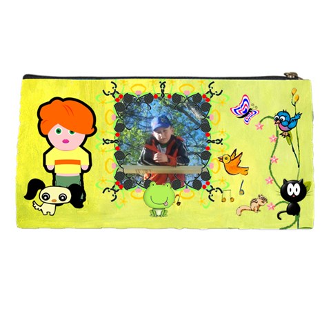 Child With Critter Pencil Case By Kim Blair Back