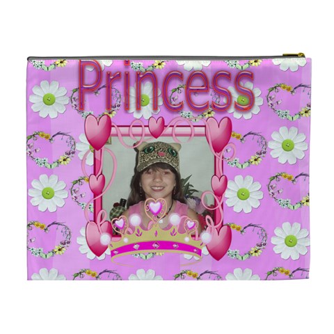 Pink Princess Cosmetic Bag Xl 2 Sides By Kim Blair Back
