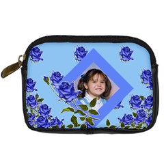 Blue Floral camera case 2 sides - Digital Camera Leather Case