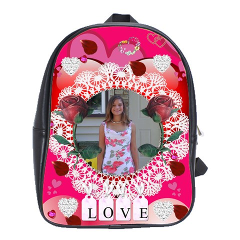 Hearts And Roses Large Bookbag By Kim Blair Front