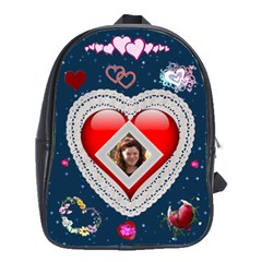 Lace heart school bag large - School Bag (Large)