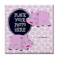 Pink Hippo Tile Coaster