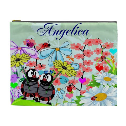 Lladybugs In Flower Garden Cosmetic Bag (xl) By Kim Blair Front