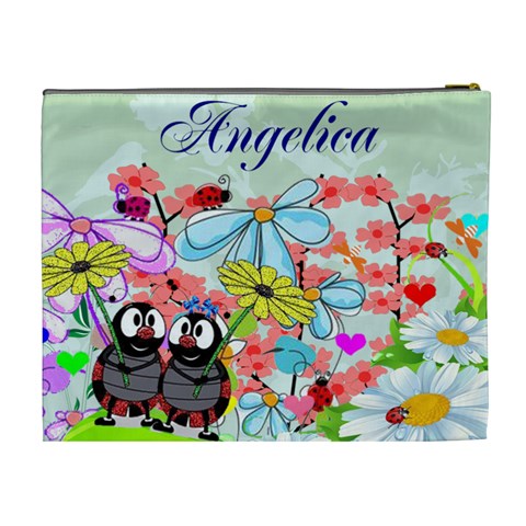 Lladybugs In Flower Garden Cosmetic Bag (xl) By Kim Blair Back