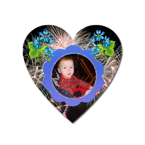 Fireworks Heart Magnet By Kim Blair Front