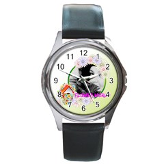 flower - Round Metal Watch