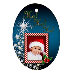 Ho Ho Ho Oval Christmas Ornament (2 sided) - Oval Ornament (Two Sides)