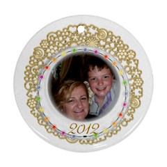 Gold Fillagree Festive Lights 2 sided 2012 ornament - Round Ornament (Two Sides)