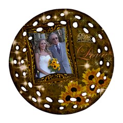 Gold Love Sunflower round filligree ornament - Ornament (Round Filigree)