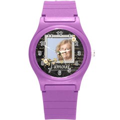 L amour Watch - Round Plastic Sport Watch (S)