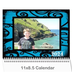 Fantasia Funky Turquoise 2024 calendar - Wall Calendar 11  x 8.5  (12-Months)