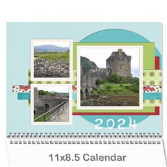 11 x 8.5 Blue,Green,Red Calendar 2024 - Wall Calendar 11  x 8.5  (12-Months)