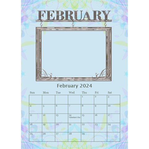 Pretty Desktop Calendar 6 x8 5  By Lil Feb 2024