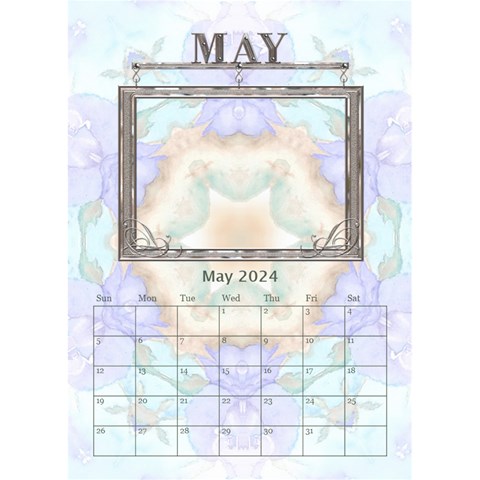 Pretty Desktop Calendar 6 x8 5  By Lil May 2024