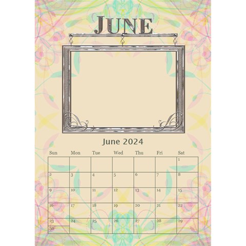 Pretty Desktop Calendar 6 x8 5  By Lil Jun 2024