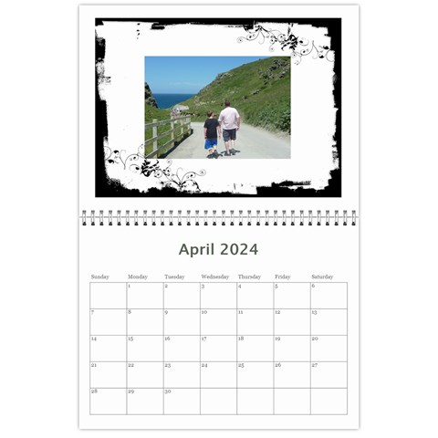 Classic Swirly Grunge  2024 Calendar  By Catvinnat Apr 2024