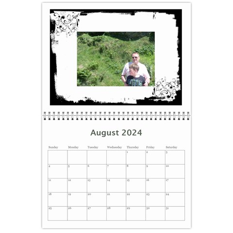 Classic Swirly Grunge  2024 Calendar  By Catvinnat Aug 2024