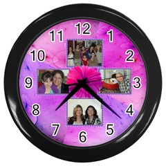 Pink disco wall clock - Wall Clock (Black)