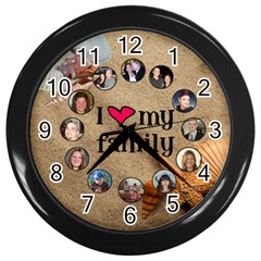 I love my family Beach wall  Clock - Wall Clock (Black)
