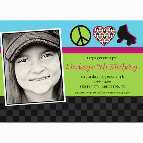 Roller Skate Birthday Invitation By Lana Laflen 7 x5  Photo Card - 1