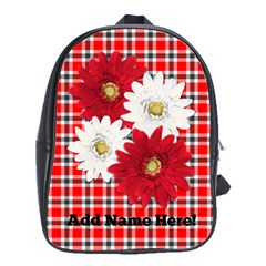 Red and White Daisy Personalized Backpack Bookbag - School Bag (Large)