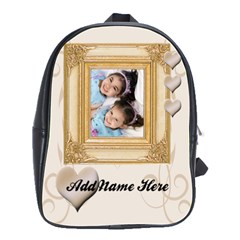 Cream Baroque Personalized Photo Backpack - School Bag (Large)