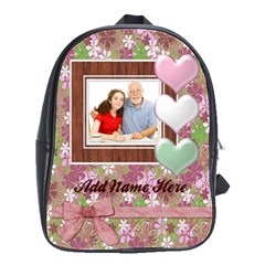 Pink/Green Girls Photo Personalized Backpack - School Bag (Large)