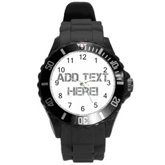 White/Gray Personalized Watch - Round Plastic Sport Watch (L)