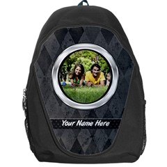 Black/Gray Silver Frame Photo Personalized Backpack Rucksack - Backpack Bag