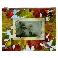 Fall colors with Birds Cosmetic Bag (XXXL) 2 sides