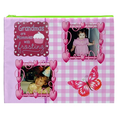 Pink Gingham Grandma Cosmetic Bag (xxxl) 2 Sides By Kim Blair Front