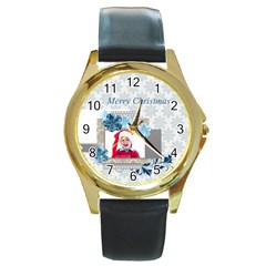xmas - Round Gold Metal Watch