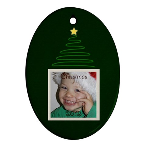 Green Christmas Oval Ornament By Mim Front