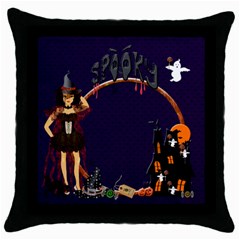 Spooky throw cushion witch - Throw Pillow Case (Black)