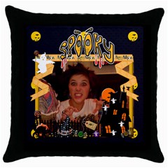 Spooky Halloween cushion funky - Throw Pillow Case (Black)