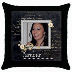 L Amour  Throw Pillow - Throw Pillow Case (Black)