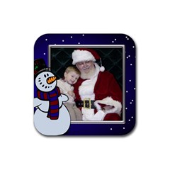 Snowman Christmas coaster - Rubber Coaster (Square)