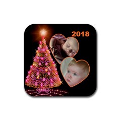 Sparkle Christmas Tree Square Coaster - Rubber Coaster (Square)