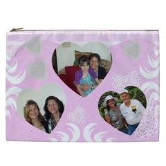 Pink Layered Heart Cosmetic Bag (XXL) 2 sides