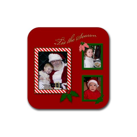 Red Christmas Coaster By Deborah Front