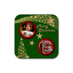 Green Christmas Coaster - Rubber Coaster (Square)