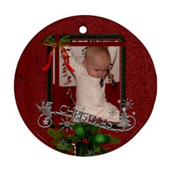 Red Christmas Round Ornament (2 Sides) - Round Ornament (Two Sides)