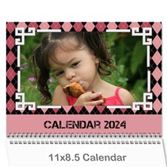 Pink Check Wall Calendar (any Year) 2024 - Wall Calendar 11  x 8.5  (12-Months)