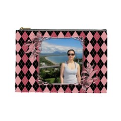 Pink Swirl Cosmetic Bag (L) - Cosmetic Bag (Large)