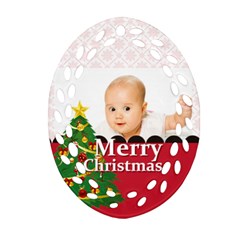 merry christmas, xmas, happy new year  - Oval Filigree Ornament (Two Sides)